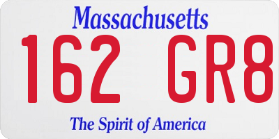 MA license plate 162GR8