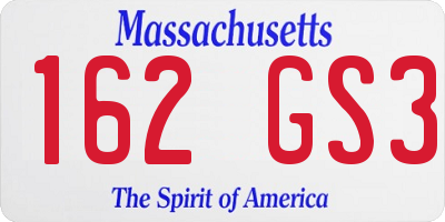 MA license plate 162GS3