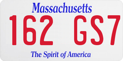 MA license plate 162GS7