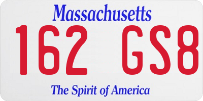 MA license plate 162GS8