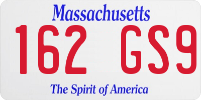 MA license plate 162GS9