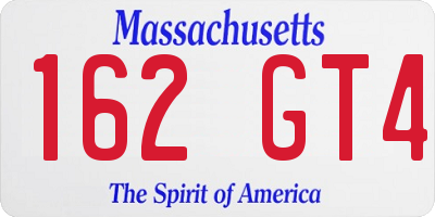 MA license plate 162GT4