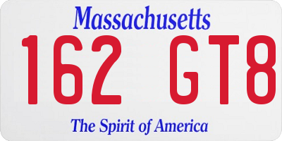 MA license plate 162GT8