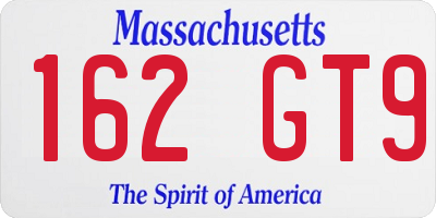MA license plate 162GT9