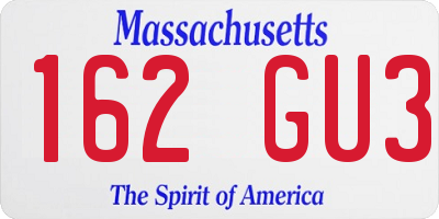 MA license plate 162GU3
