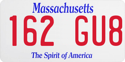 MA license plate 162GU8