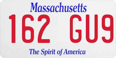 MA license plate 162GU9