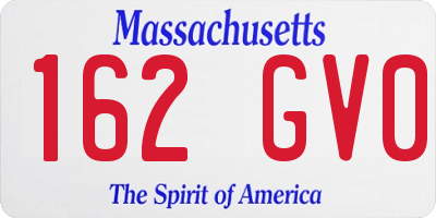 MA license plate 162GV0