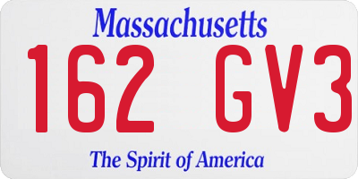 MA license plate 162GV3