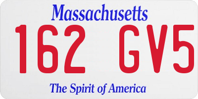 MA license plate 162GV5