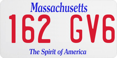 MA license plate 162GV6