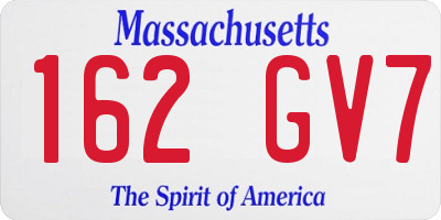 MA license plate 162GV7