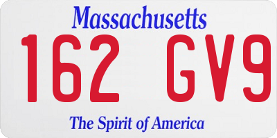 MA license plate 162GV9