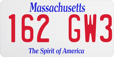 MA license plate 162GW3