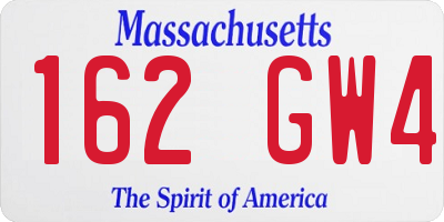 MA license plate 162GW4