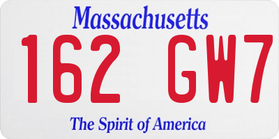 MA license plate 162GW7