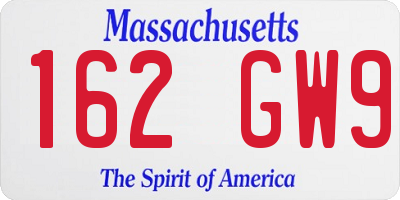 MA license plate 162GW9