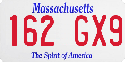 MA license plate 162GX9