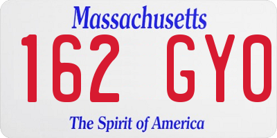 MA license plate 162GY0