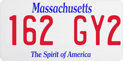 MA license plate 162GY2