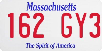 MA license plate 162GY3
