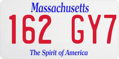 MA license plate 162GY7