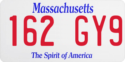 MA license plate 162GY9