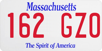 MA license plate 162GZ0