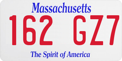 MA license plate 162GZ7