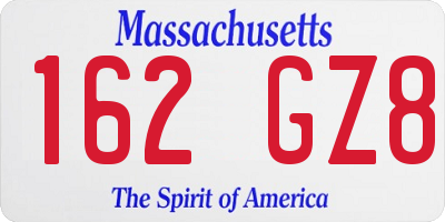MA license plate 162GZ8