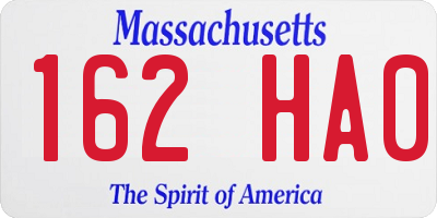 MA license plate 162HA0