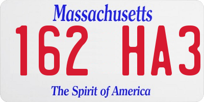 MA license plate 162HA3