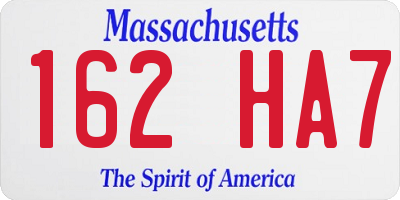 MA license plate 162HA7