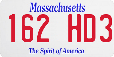 MA license plate 162HD3