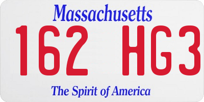 MA license plate 162HG3