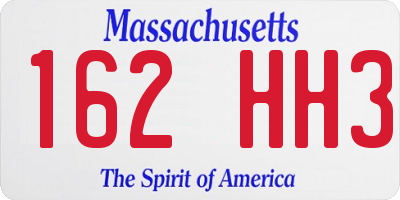 MA license plate 162HH3