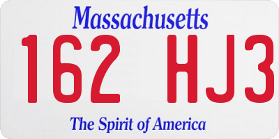 MA license plate 162HJ3