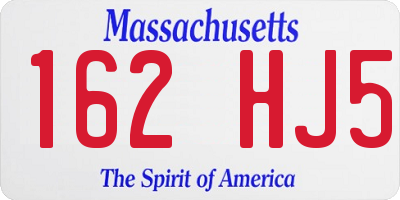 MA license plate 162HJ5