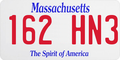 MA license plate 162HN3