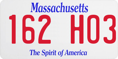 MA license plate 162HO3