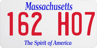 MA license plate 162HO7
