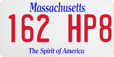 MA license plate 162HP8
