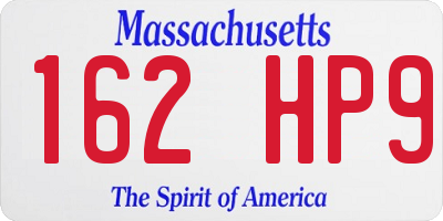 MA license plate 162HP9
