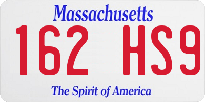 MA license plate 162HS9