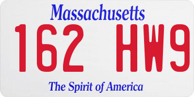 MA license plate 162HW9