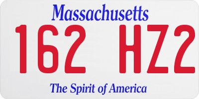 MA license plate 162HZ2