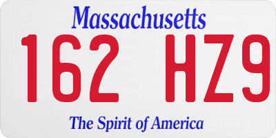 MA license plate 162HZ9