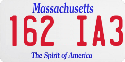 MA license plate 162IA3