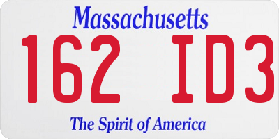 MA license plate 162ID3