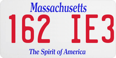 MA license plate 162IE3